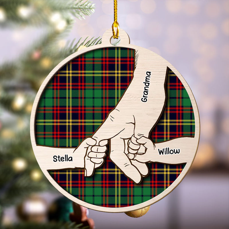 Hold Grandma Hand  - Personalized Custom 1-layered Wood Ornament