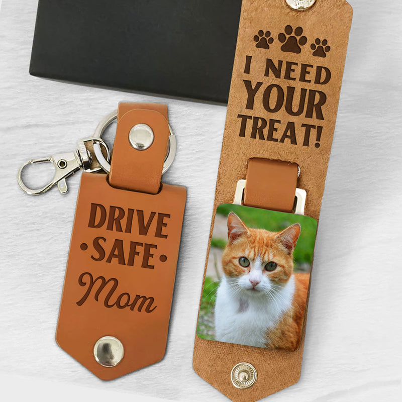 Need Your Treat - Personalized Leather Photo Keychain