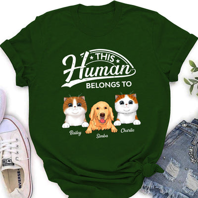 Human Belongs To Pet - Personalized Custom Women's T-shirt