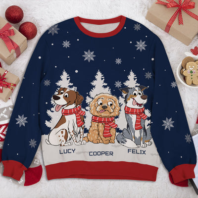 Dog Cat In Winter - Personalized Custom All-Over-Print Sweatshirt