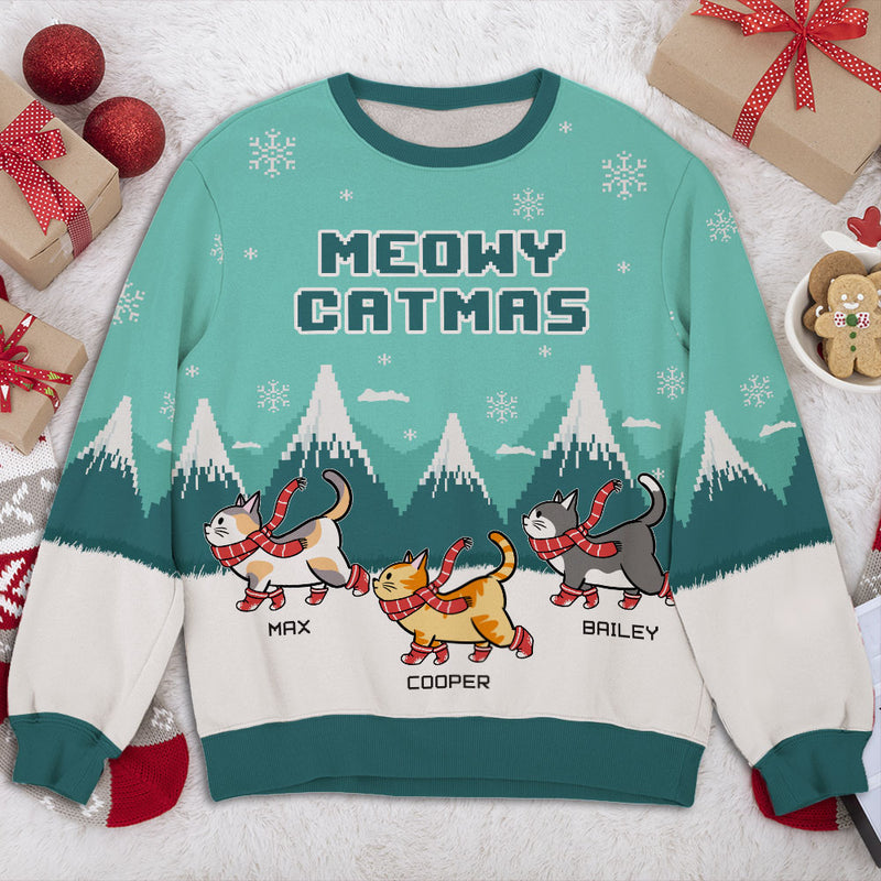 Merry Christmas Cat Version - Personalized Custom All-Over-Print Sweatshirt