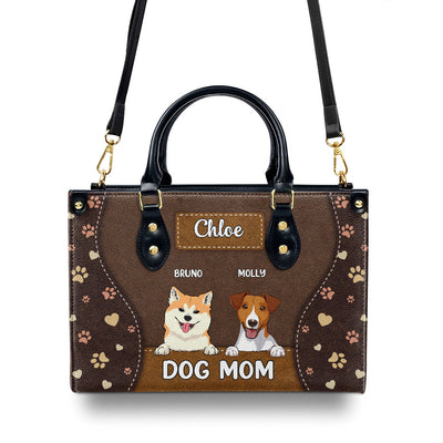 Dog Mom With Love - Personalized Custom Leather Bag