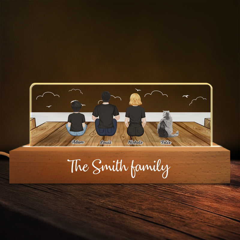 Family Sitting Back View - Personalized Custom 3D LED Night Light