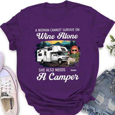 Wine Alone 2 - Personalized Custom Women's T-shirt