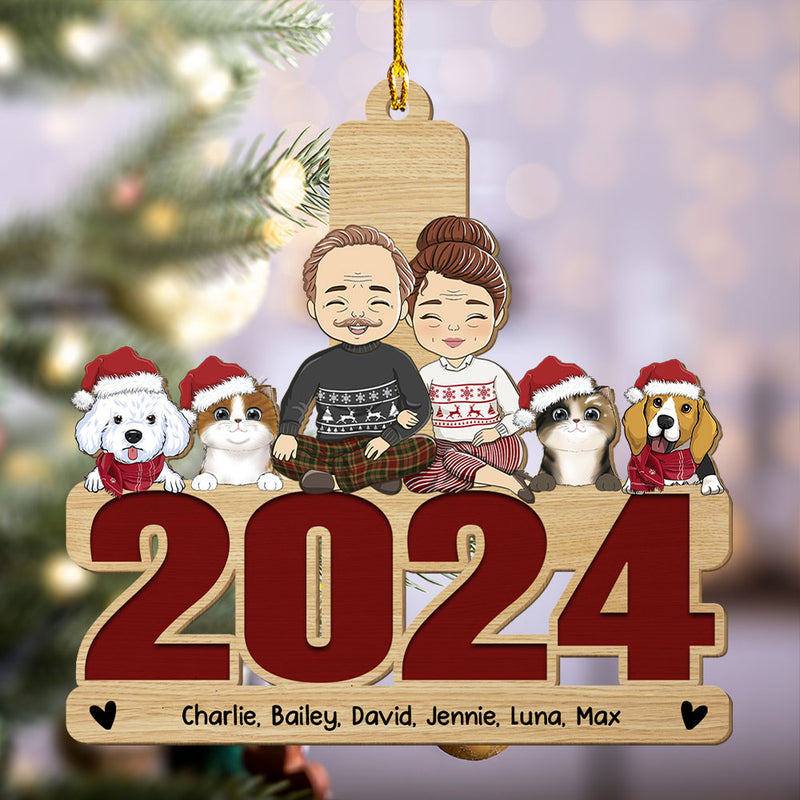 Holiday With Pets - Personalized Custom 1-layered Wood Ornament