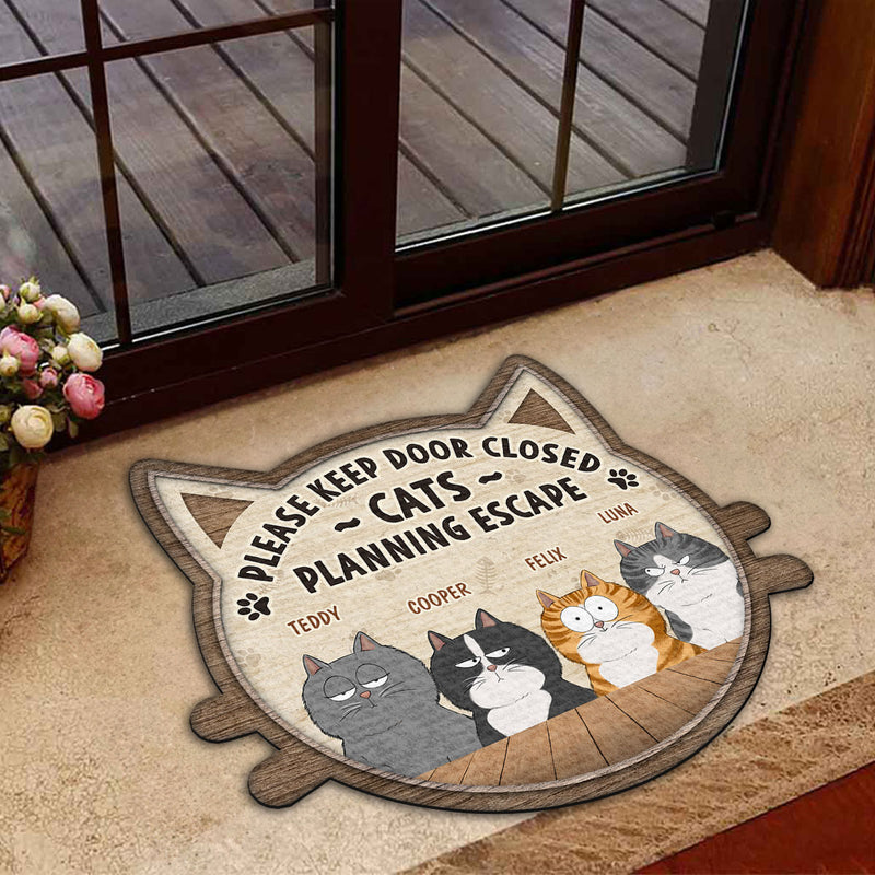 Cats Planning Escape - Personalized Custom Doormat