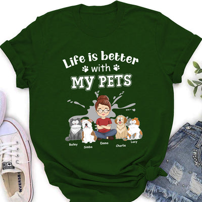 Life With Pets - Personalized Custom Women's T-shirt