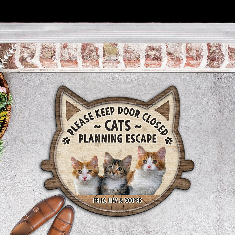 Cats Planning Escape Photo - Personalized Custom Doormat