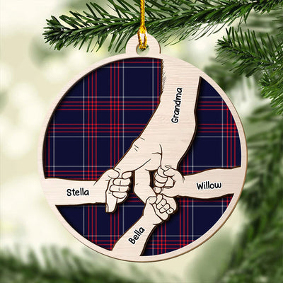 Hold Grandma Hand  - Personalized Custom 1-layered Wood Ornament