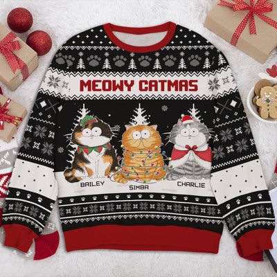 Meowy Merry - Personalized Custom All-Over-Print Sweatshirt