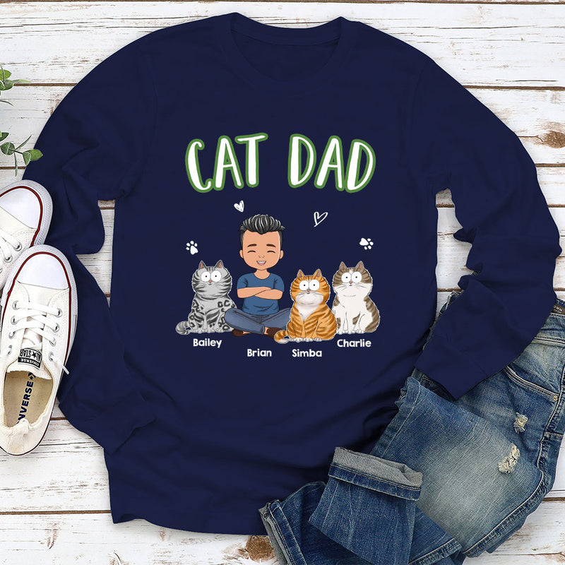 A Cat Mom - Personalized Custom Long Sleeve T-shirt