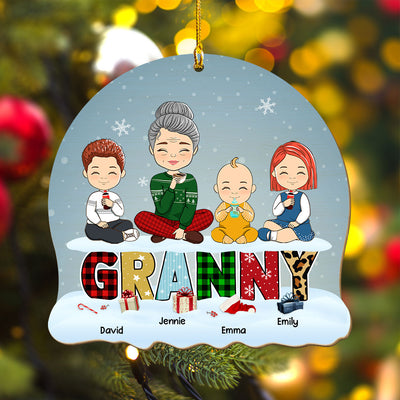 Lovely Grandma Grandkid - Personalized Custom 1-layered Wood Ornament