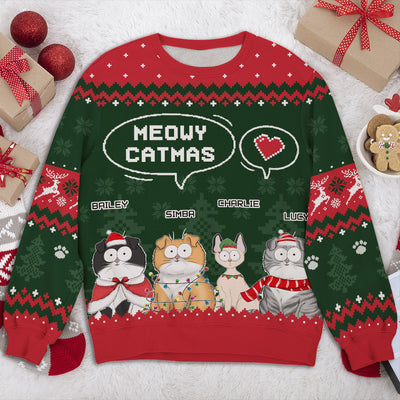 Winter Meowy Catmas - Personalized Custom All-Over-Print Sweatshirt