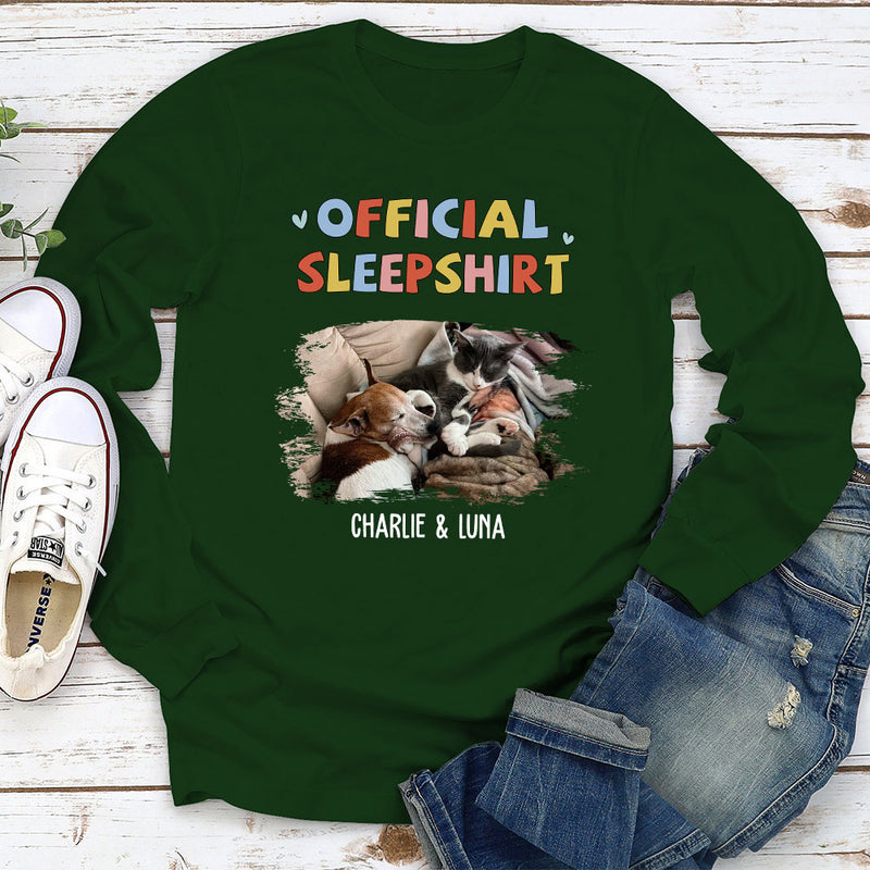 Sleeping Pet Sleepshirt Version 2 Photo - Personalized Custom Long Sleeve T-shirt