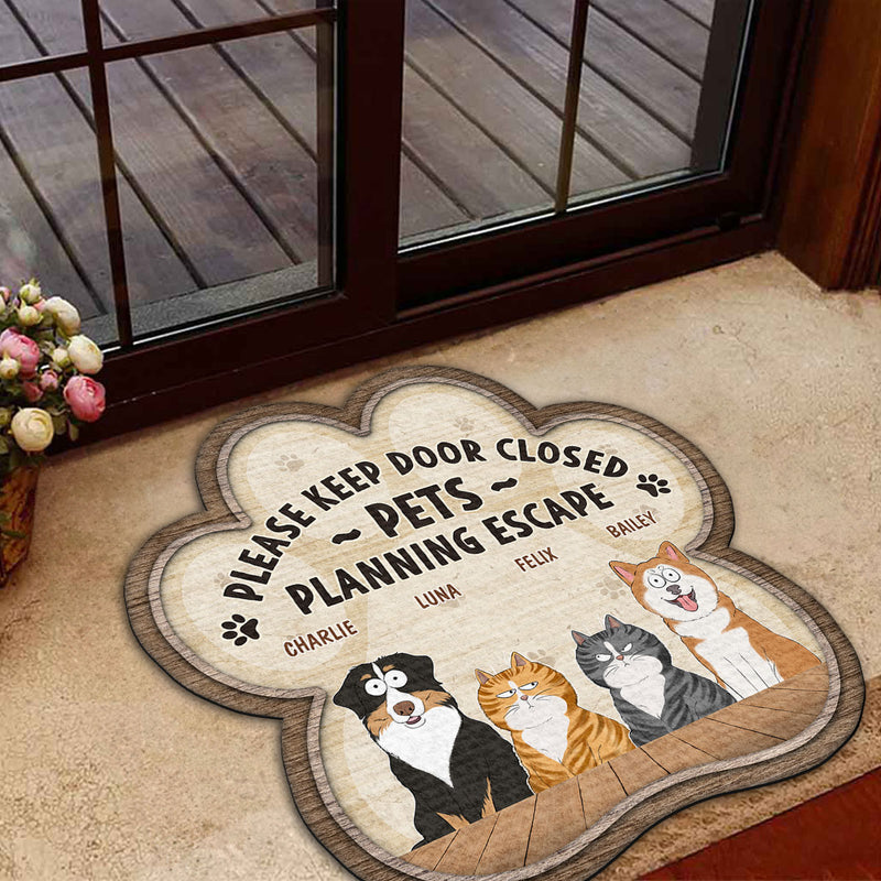 Pets Planning Escape - Personalized Custom Doormat