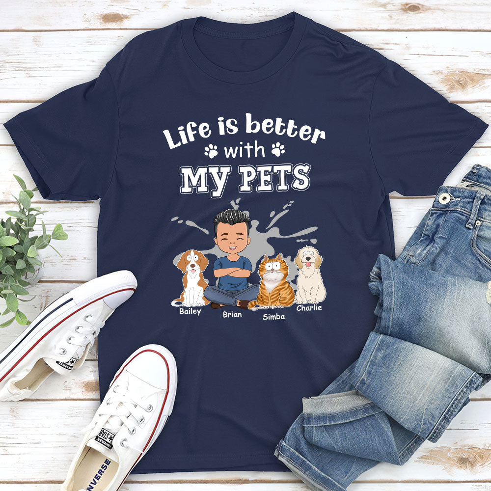 Life With Pets Personalized Dog Parents Life Custom Unisex T-shirt