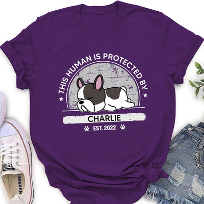 Protected By My Dog - Personalized Custom Women's T-shirt