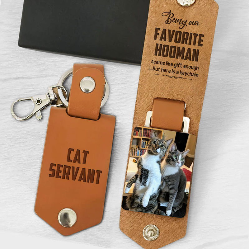 Favorite Hooman - Personalized Leather Photo Keychain