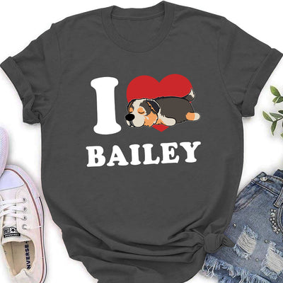 I Love My Dog - Personalized Custom Women's T-shirt