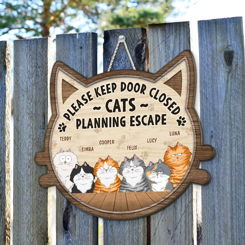 Escaping Cat Sign Cats Planning Escape - Personalized Custom Wood Sign – PAWSIONATE