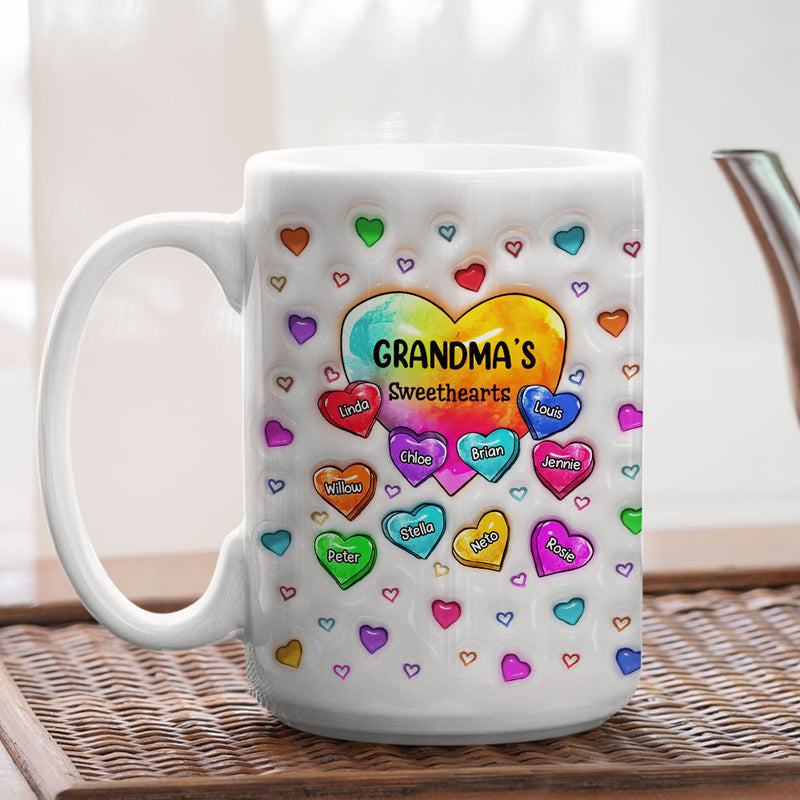 Colorful Sweethearts Grandma - Personalized Custom 3D Inflated Effect Mug