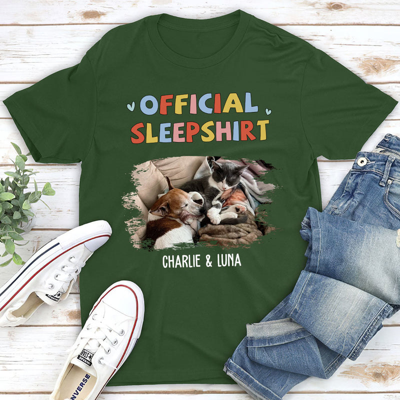 Sleeping Pet Sleepshirt Version 2 Photo - Personalized Custom Unisex T-shirt