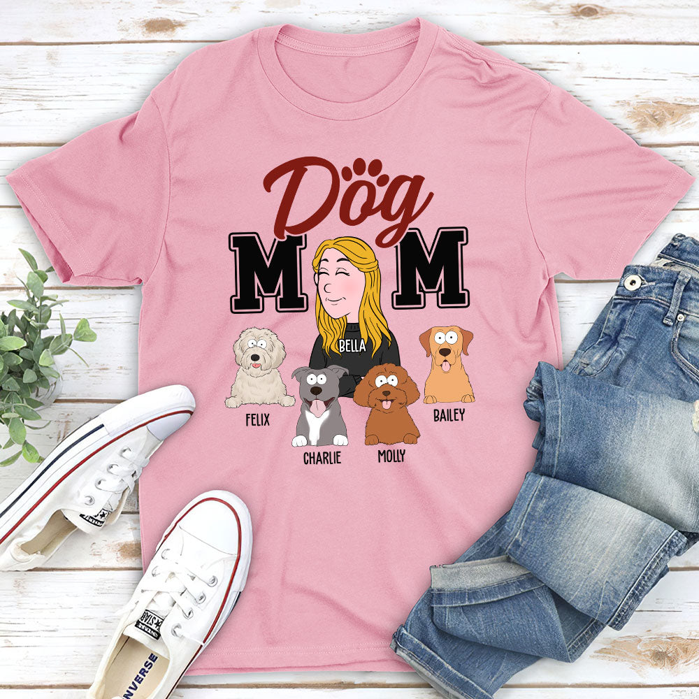 Mom Dad Cartoon Personalized Dog Lover Custom Unisex T-shirt