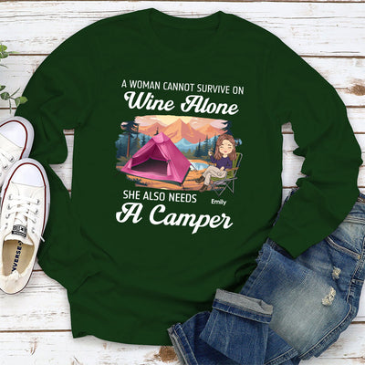 Wine Alone 2 - Personalized Custom Long Sleeve T-shirt