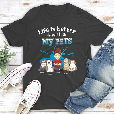 Life With Pets - Personalized Custom Unisex T-shirt