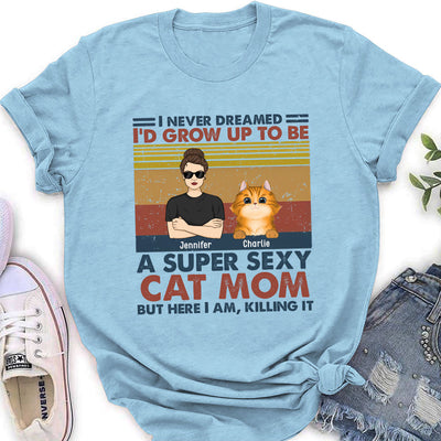 Sexy Cat Dad Mom - Personalized Custom Women's T-shirt