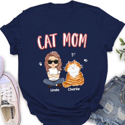 A Cat Mom - Personalized Custom Women's T-shirt