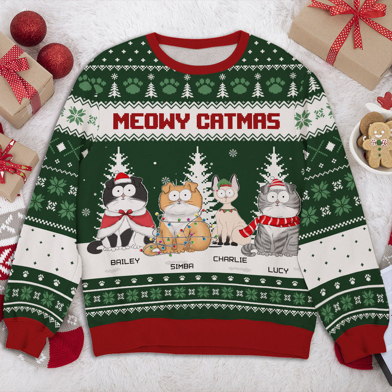 Meowy Merry - Personalized Custom All-Over-Print Sweatshirt