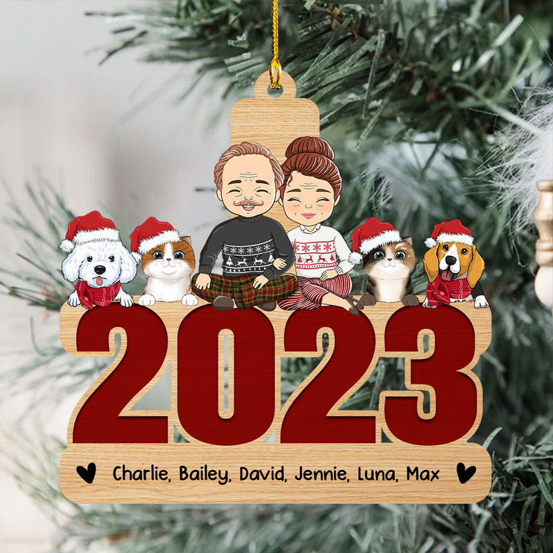 Holiday With Pets - Personalized Custom 1-layered Wood Ornament