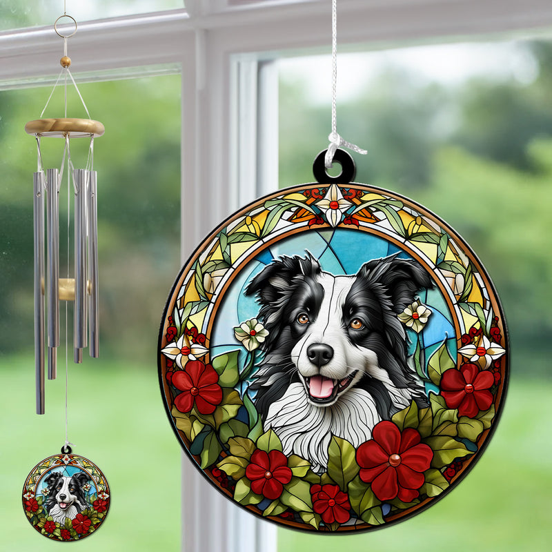 Portrait Lovely Dog - Personalized Custom Suncatcher Wind Chime