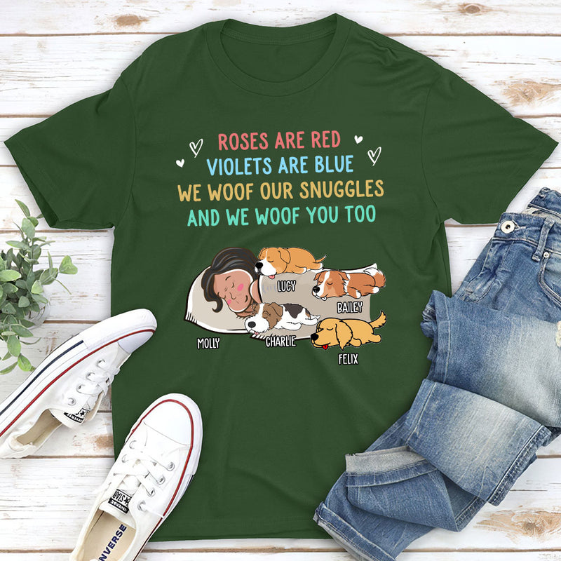 Woof Snuggles - Personalized Custom Unisex T-shirt