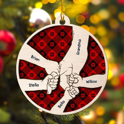 Hold Grandma Hand  - Personalized Custom 1-layered Wood Ornament