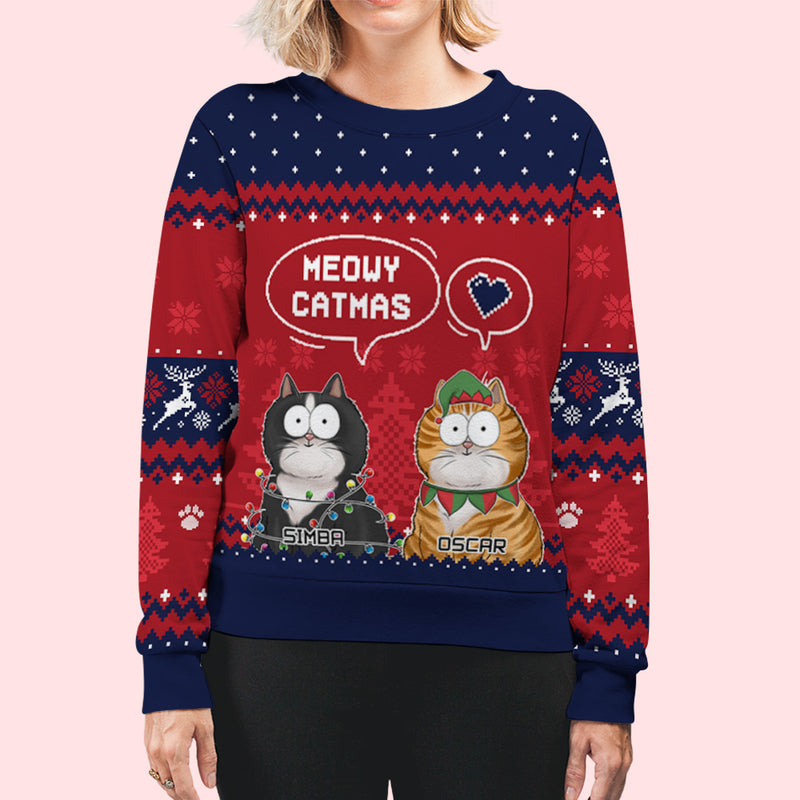 Winter Meowy Catmas - Personalized Custom All-Over-Print Sweatshirt