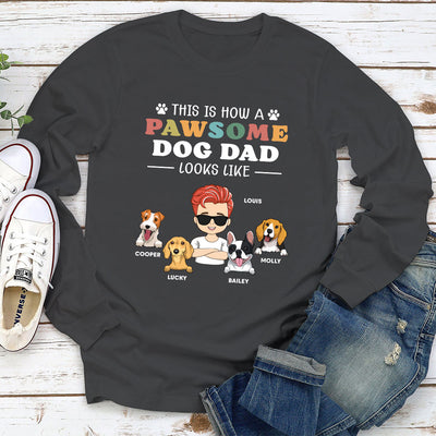 How A Pawsome Dog Mom Looks Like - Personalized Custom Long Sleeve T-shirt