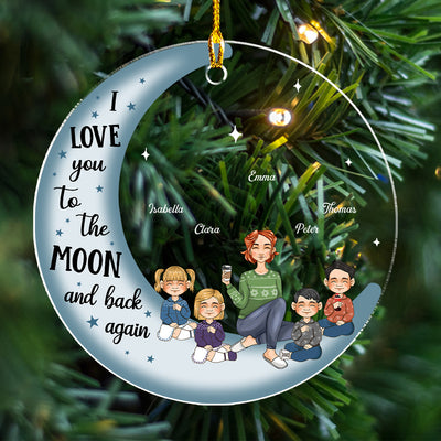 Grandma & Grandkid On Moon - Personalized Custom Acrylic Ornament