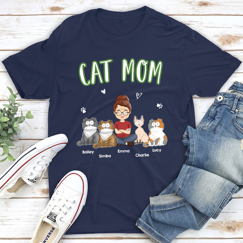 A Cat Mom - Personalized Custom Unisex T-shirt