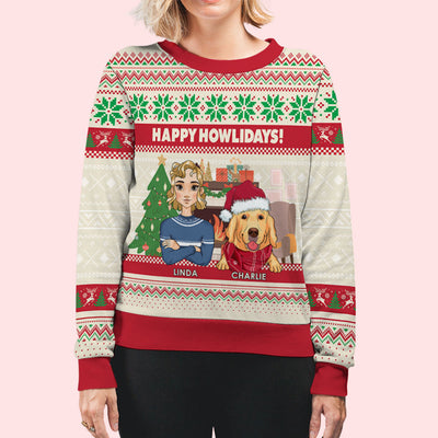 Happy Howlidays - Personalized Custom All-Over-Print Sweatshirt