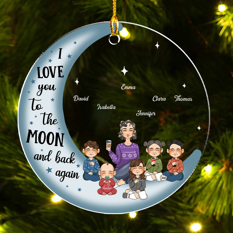 Grandma & Grandkid On Moon - Personalized Custom Acrylic Ornament