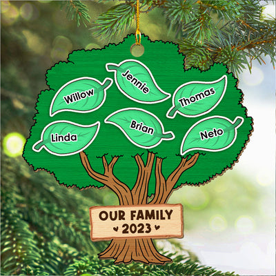 Family Tree 2023 - Personalized Custom 1-layered Wood Ornament