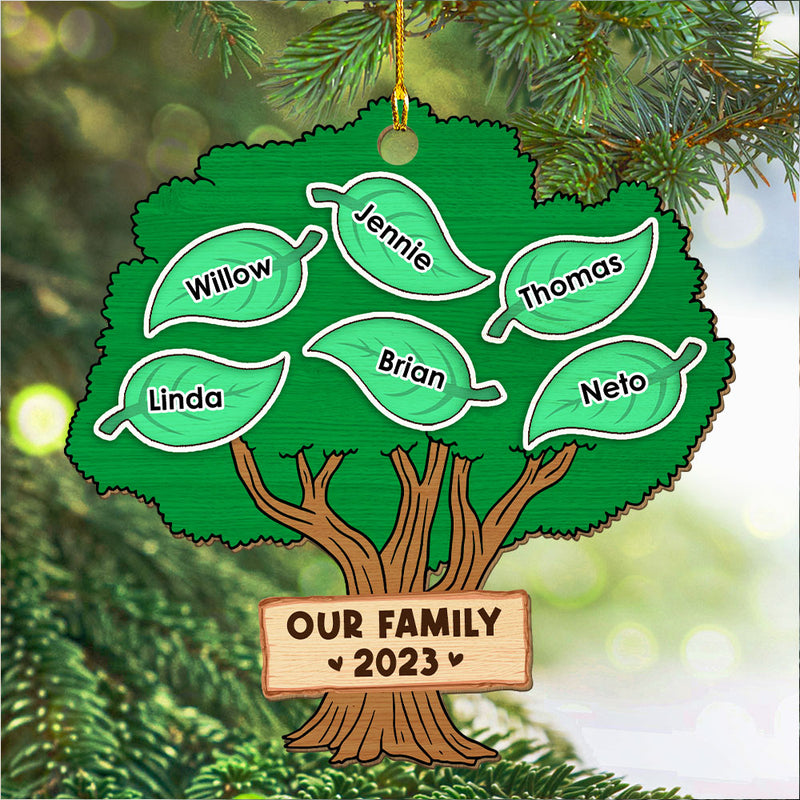 Family Tree 2023 - Personalized Custom 1-layered Wood Ornament