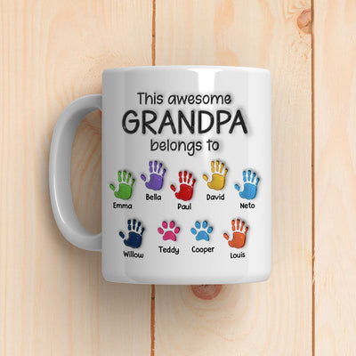 This Awesome Grandpa Belongs To - Personalized Custom 3D Inflated Effect Mug - Father's Day, Gift For Dad, Grandpa