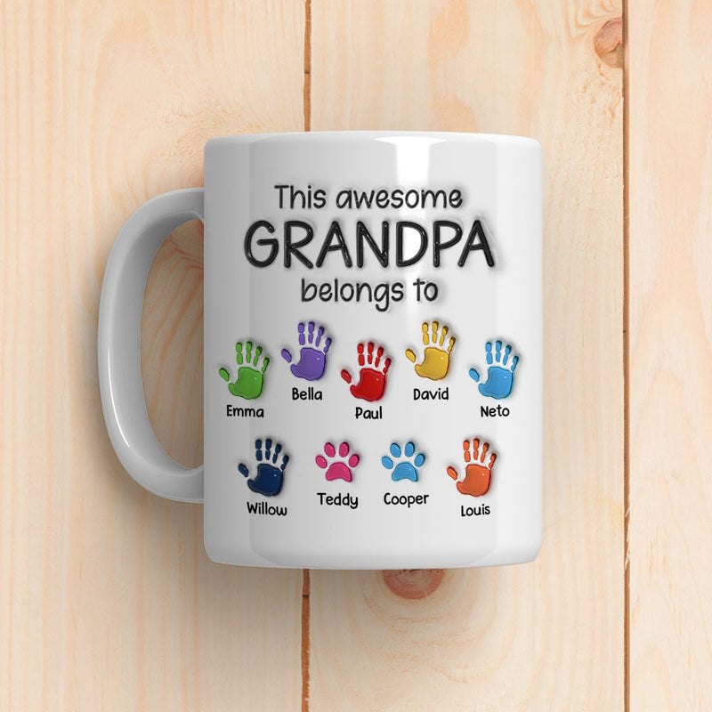 This Awesome Grandpa Belongs To - Personalized Custom 3D Inflated Effect Mug