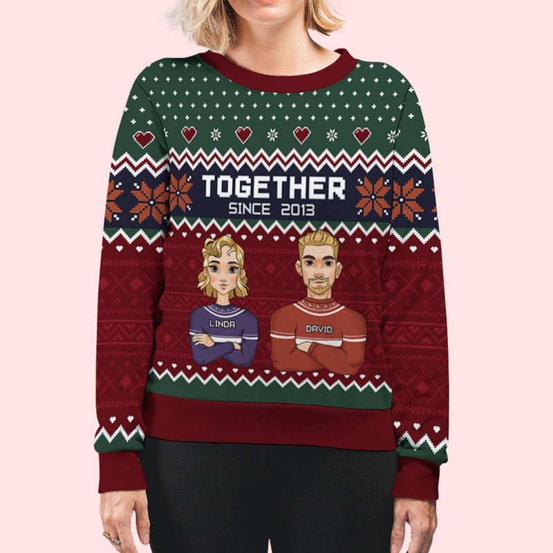 Couple Together Version 2 - Personalized Custom All-Over-Print Sweatshirt