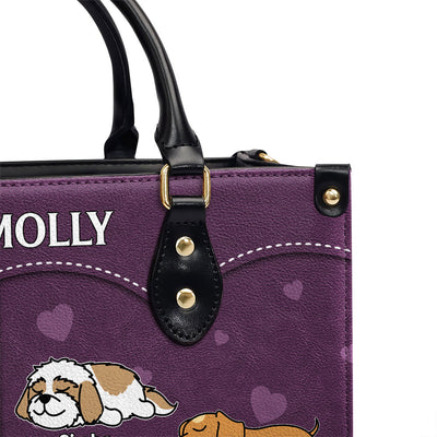 Dog Mom With Paw Print - Personalized Custom Leather Bag