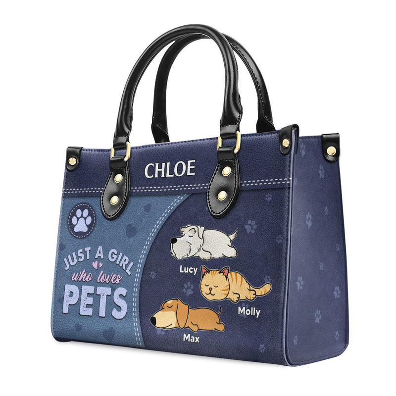 A Girl Loves Her Dog - Personalized Custom Leather Bag