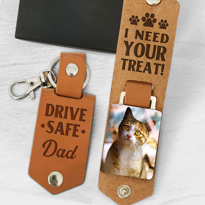 Need Your Treat - Personalized Leather Photo Keychain